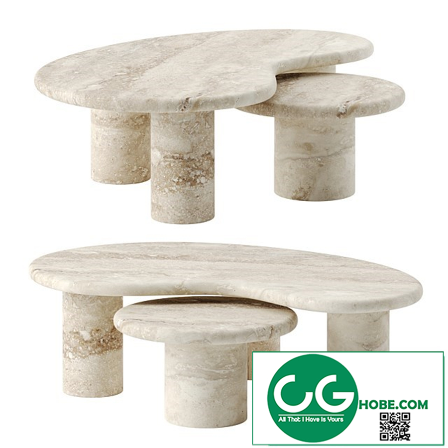 TRAVERTINE PUDDLE coffee table 