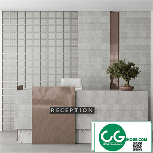 Reception Desk and Wall Decoration