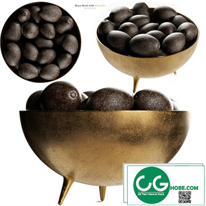 Picardy Brass Footed Bowl Centerpiece with Avocados