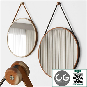 Modern Leather Round Hanging Mirrors