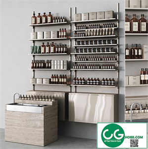 metal shelving and washbasin