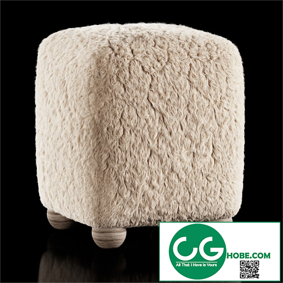 L Enchere Square Wool Ottoman