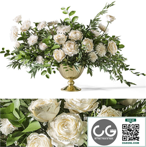 Flower Set 053 White Rose Dahlia Big bouquet