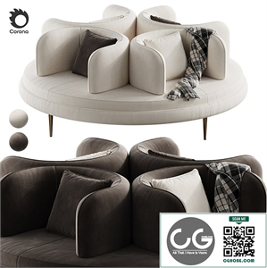 Circlet Velvet Roundabout Sofa Cream