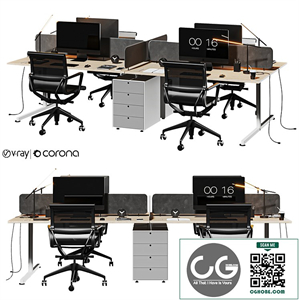 gray wood office set