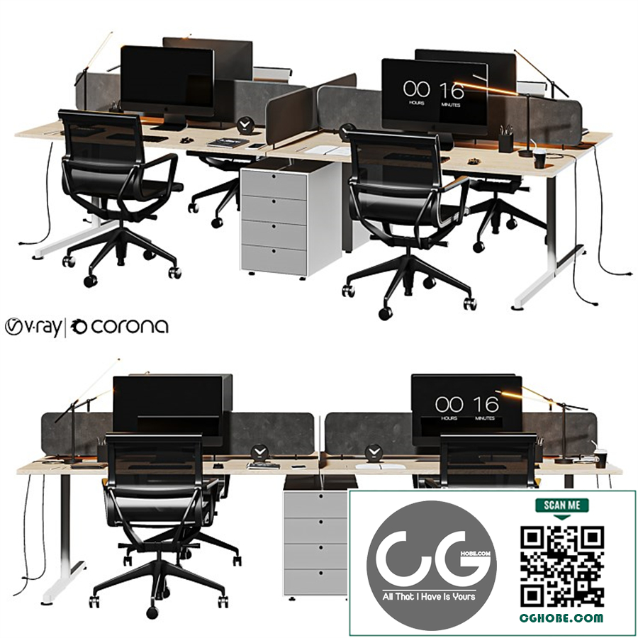 gray wood office set