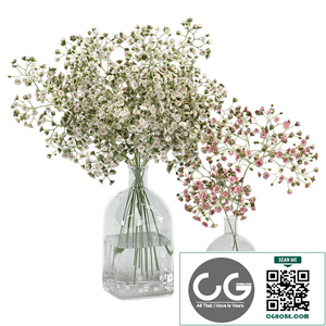 Flowers Bouquet In Glass Vase _ 02
