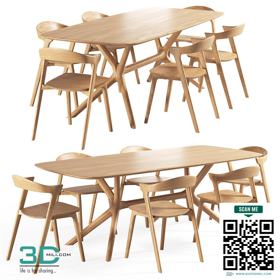 Oak-bok chair oak-x table