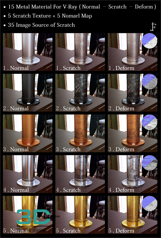 15 Metal Material For VRay