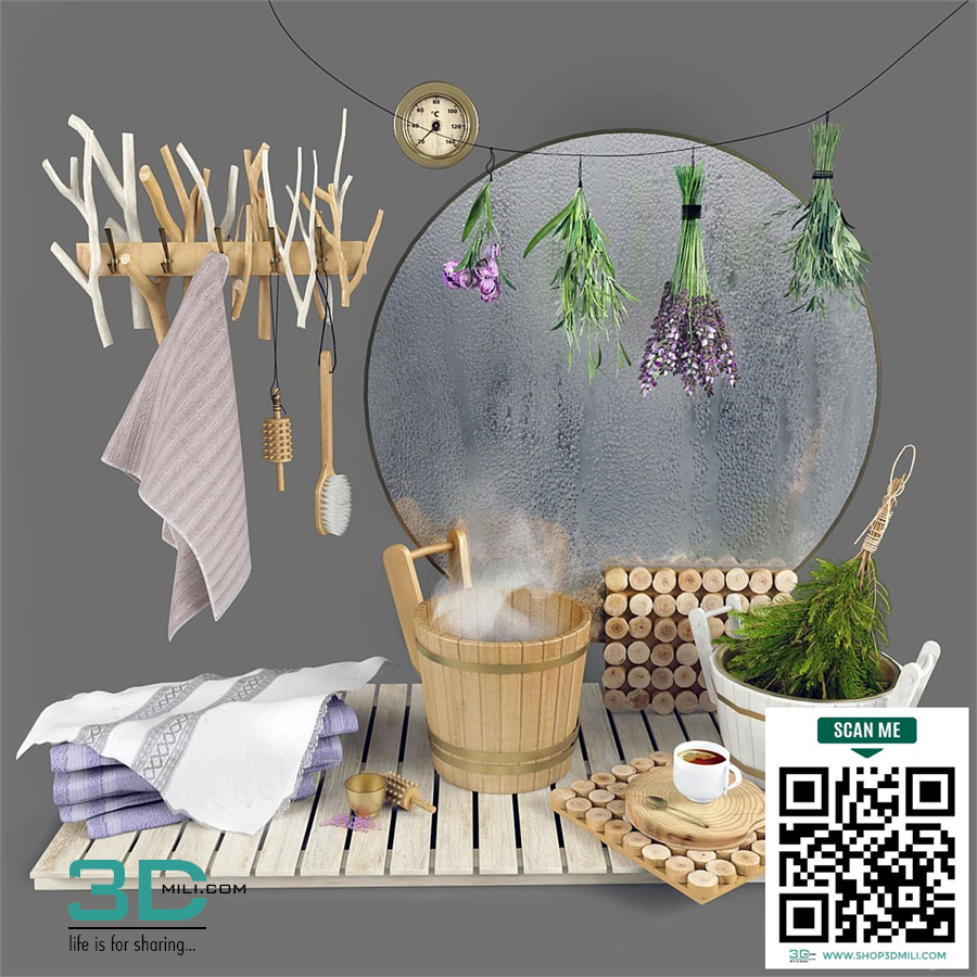 Set for bath, sauna, bathroom
