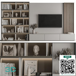 TV Wall Wood and Gray - Set 48