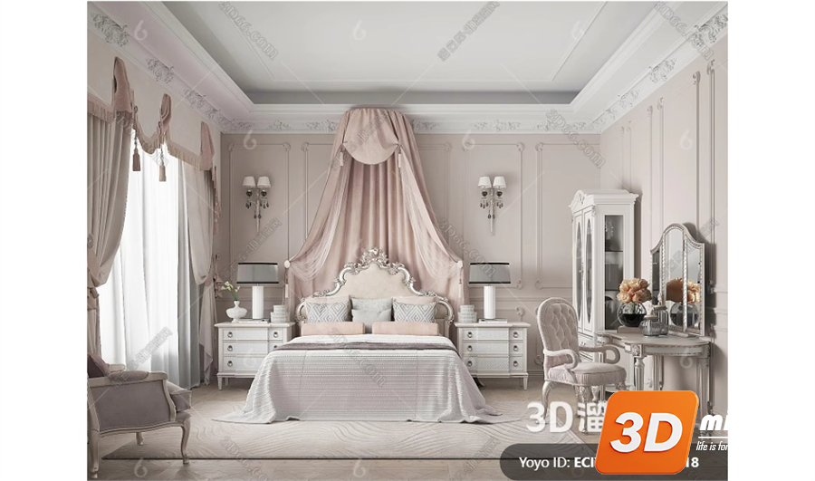 Modern Girl room kid room children room 48 3d model