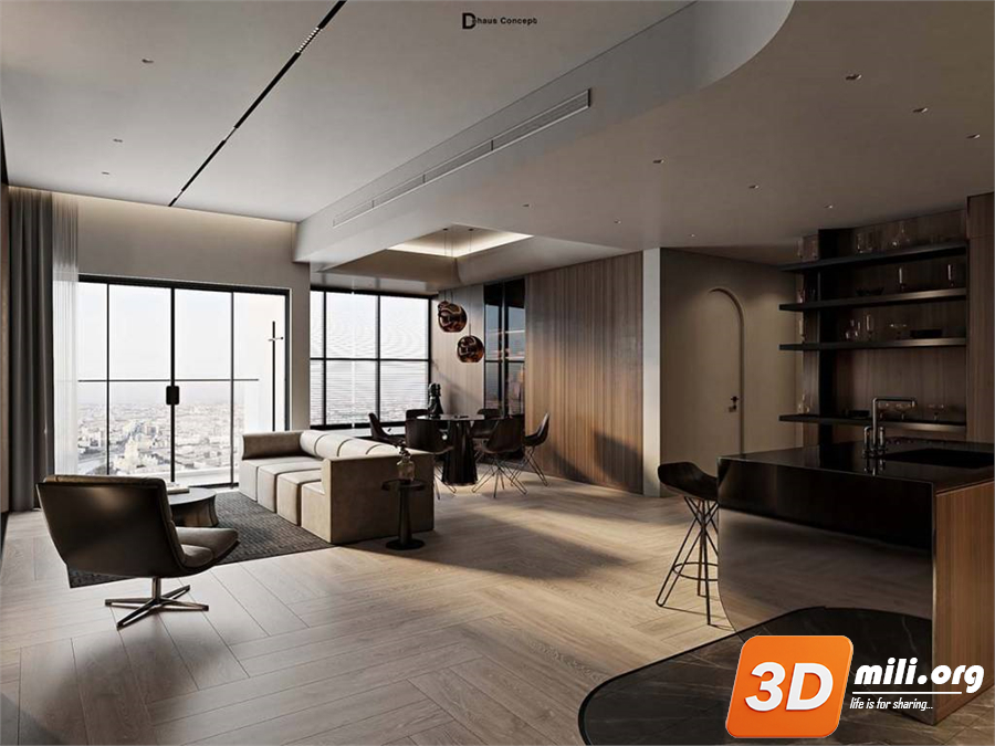 Livingroom- Kitchen Luxury Download by Tran Trung Hau