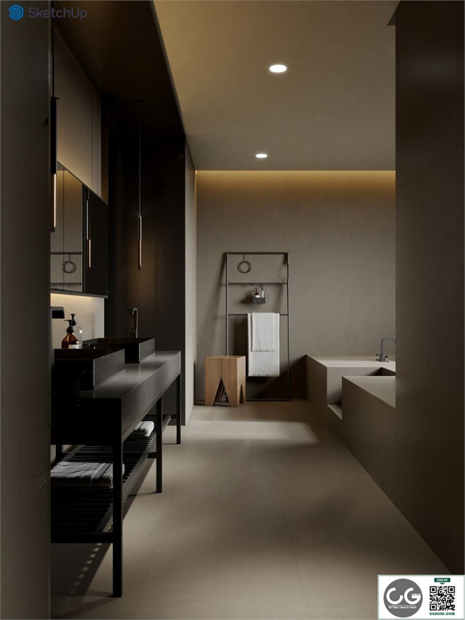 Modern light luxury style bathroom SU model 