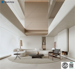 Wabi-sabi style hollow living room SU model