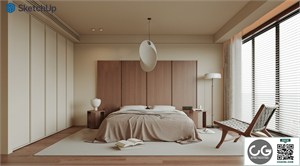 Modern antique home bedroom SU model 