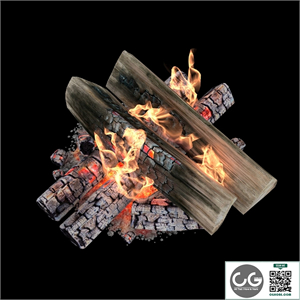 Fire and firewood with animation