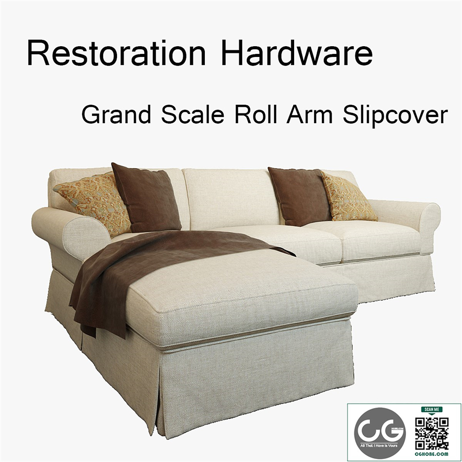 Restoration Hardware grand scale roll arm slipcover