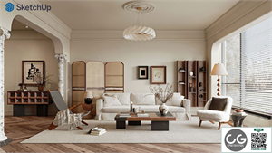 French style living room SU model 