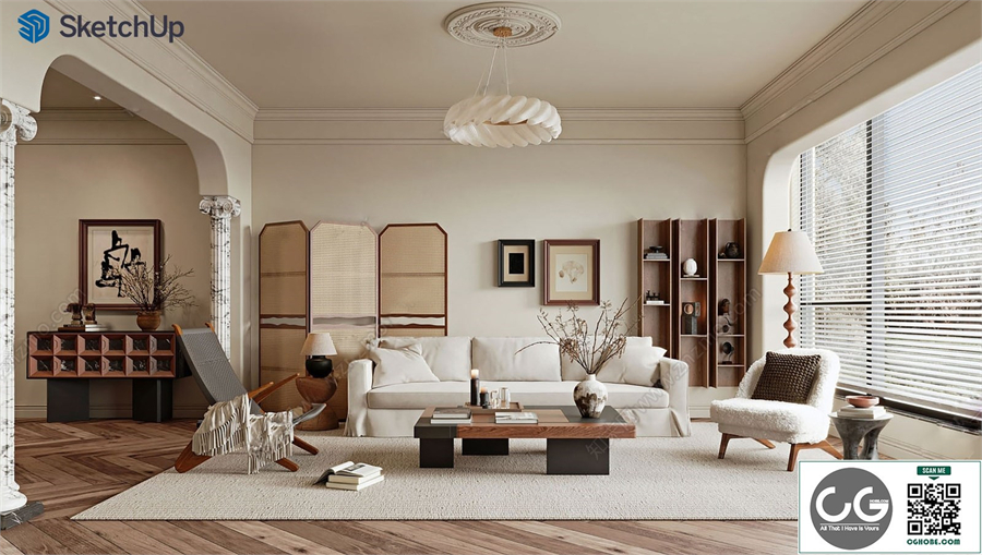 French style living room SU model 