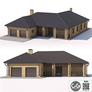 One-storey country cottage with a garage.