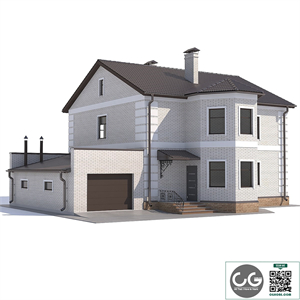 Two-storey country cottage with a garage.