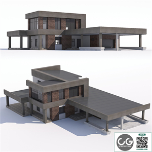 A modern two-storey house with an attached garage and a canopy.