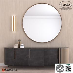SIDEBOARD PLISSÉ LOW CABINET AND SET DECOR BY BAXTER