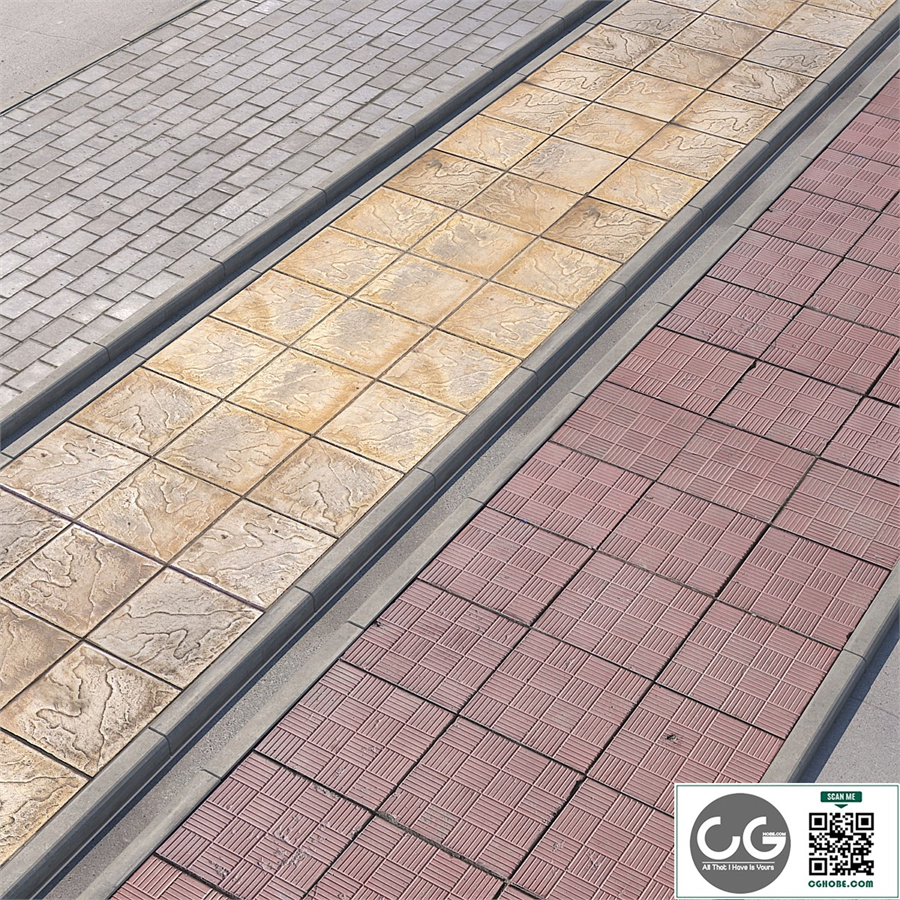 3 variants of pavement with road set_2