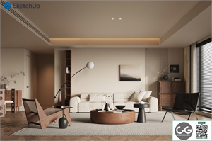 Modern medieval style living room SU model 