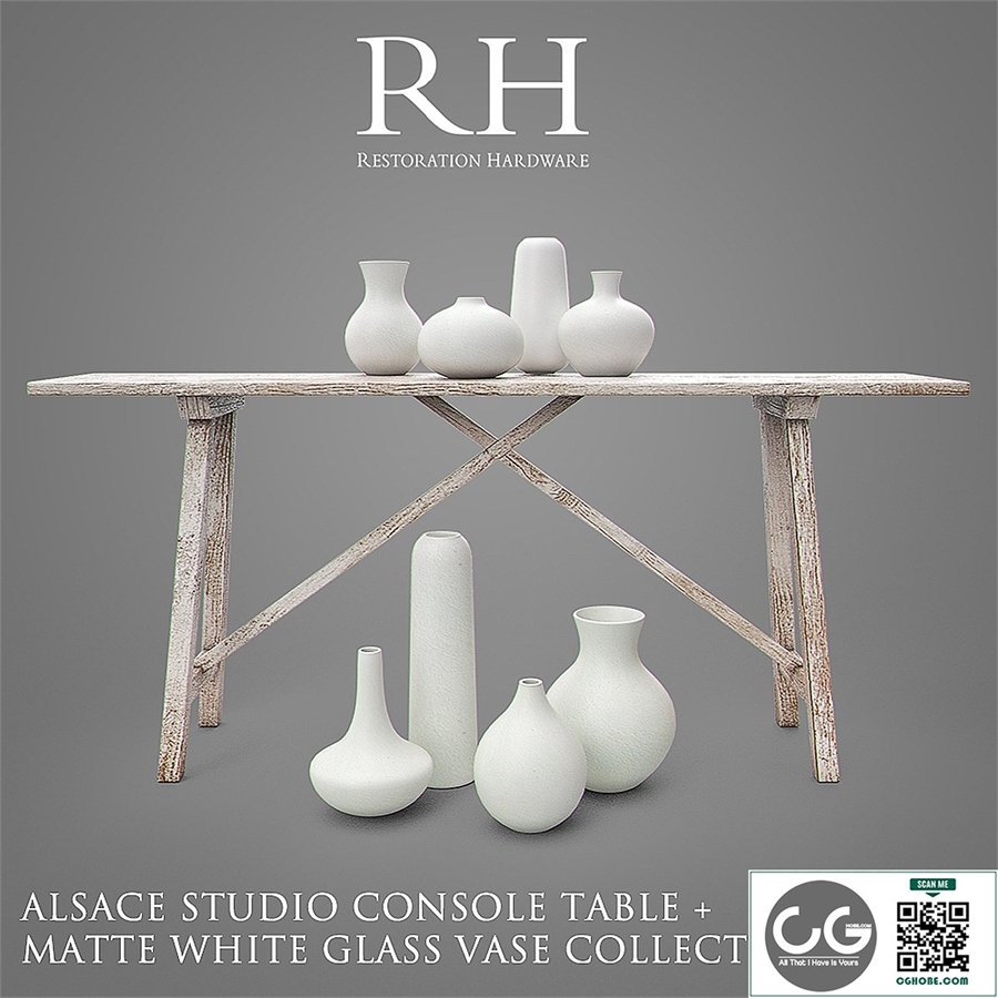 RH ALSACE Studio Console Table + Vase Collection