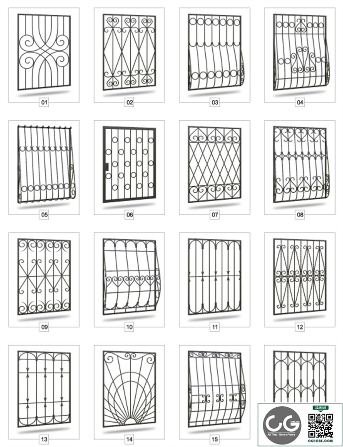 Collection of 69 welded window guards