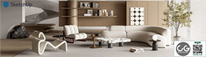 Modern Villa Living Room SU Model 