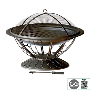 Scroll Wood Burning Firepit in Black