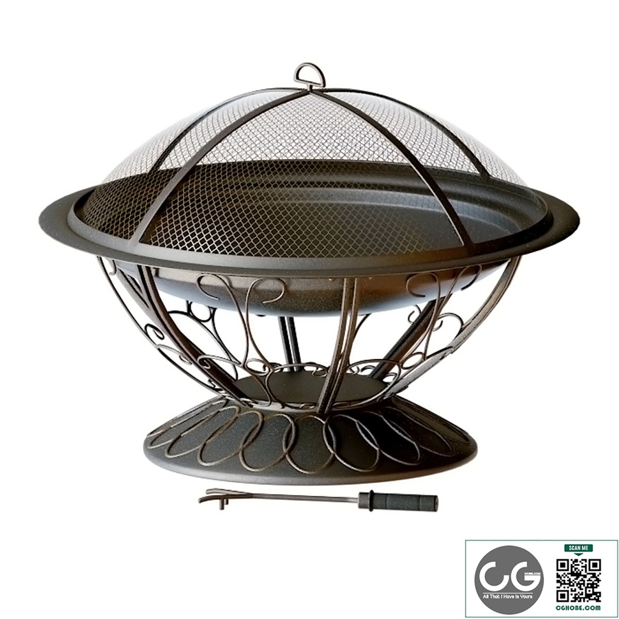 Scroll Wood Burning Firepit in Black