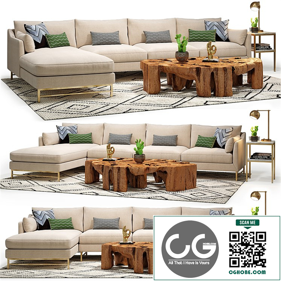 Benson Sectional & Meteor Coffee Table Set