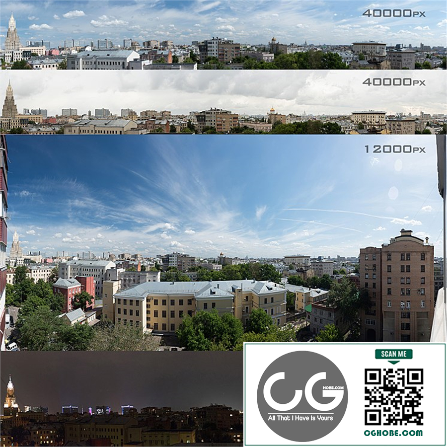 Panoramas of Moscow from the region of Khamovniki. 4 photos
