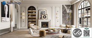 French style living room SU model 