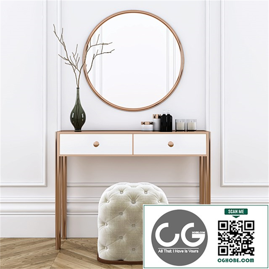 Dressing table with pouf