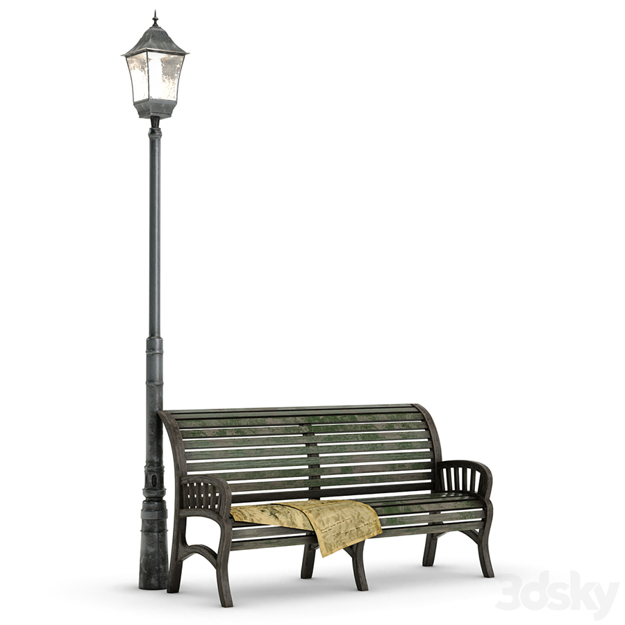 Bench. Lamp