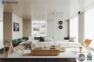 Modern minimalist living room SU model 