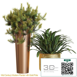 Mid century modern planter with gold