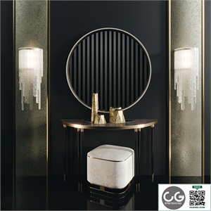 Frato Richmond console, Water Fall light, Ashi stool, Ring mirror