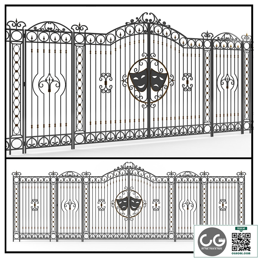 Forged gate with a fence.