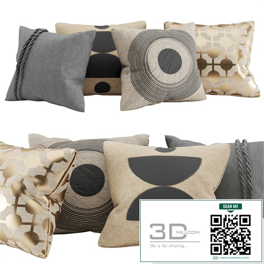 Pillows with gold, black block print and braid