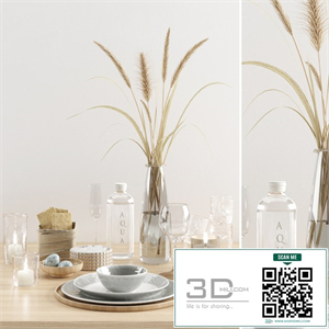 Hygge tableware with dried grass
