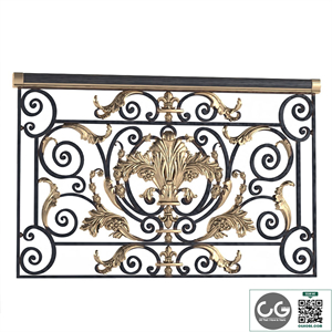 Classic wrought iron enclosure with cast inlays. Classic forged fence