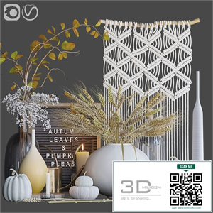 Autumn decorative set with wheat
