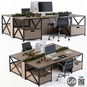 Office Furniture Wood and black set