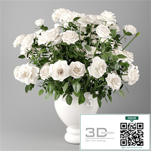 White roses in a white vase | Bouquet of white roses in a white vase